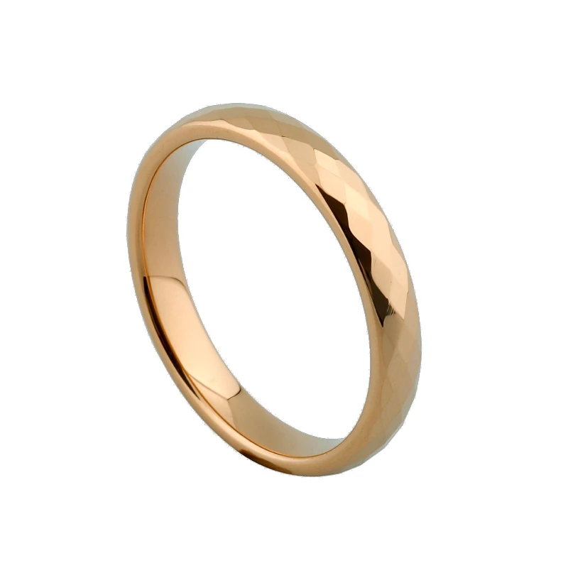 Классические женские кольца из карбида вольфрама, обручальные кольца для женщин и девушек, многогранные, 3 мм, глянцевые, цвета розового золота