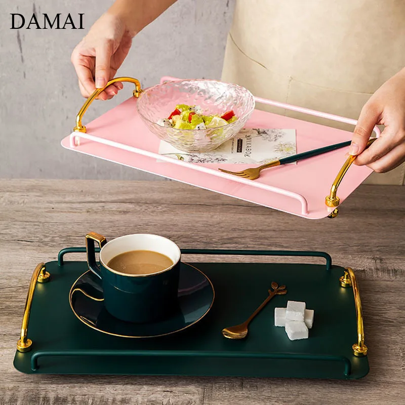 

Metal Storage Tray Rectangle Decorative Trays Dressing Table Skincare Jewelry Organizer Display Plates Minimalist Bathroom Shelf