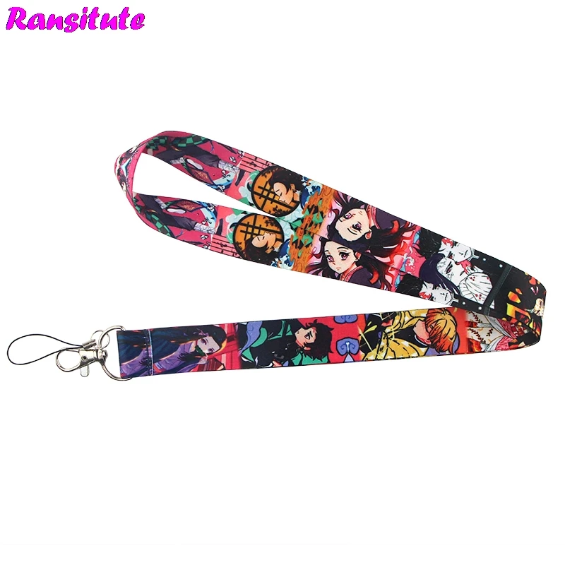 Ransitute Demon Slayer: Kimetsu no Yaiba lanyard Ключ ID карта телефон ремешок USB держатель Бейджа DIY шейный ремешок украшение для ремешка R725