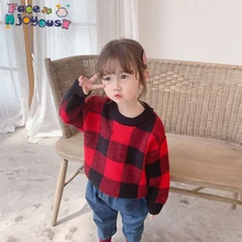 Свитер для маленьких девочек и мальчиков, рубашка в клетку, детские топы с длинными рукавами из хлопка, брендовая зимняя одежда, детская одежда для девочек