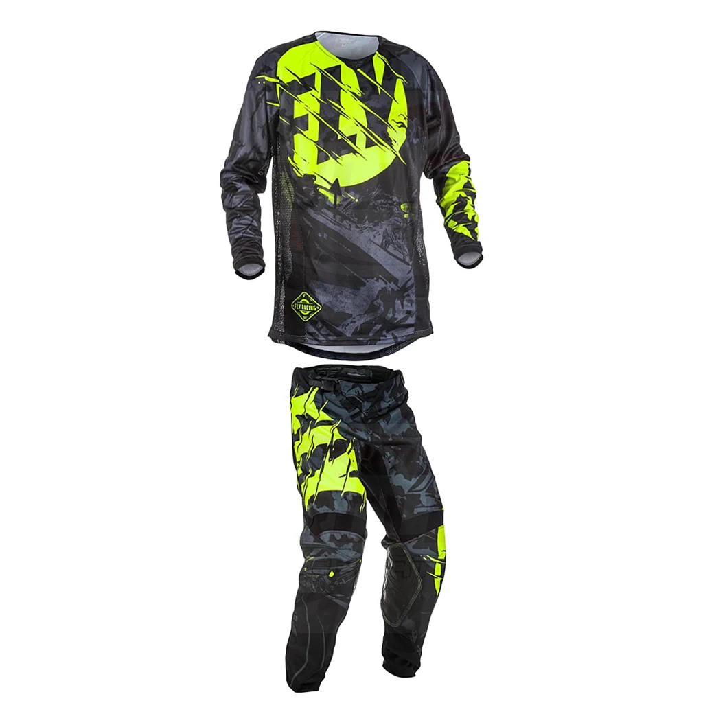 Adult Mountain Bike Protective Riding Set Fly Fish Racing ATV Protective Motocross Jersey + Pants Gear Set Suit S-XXXL Size 