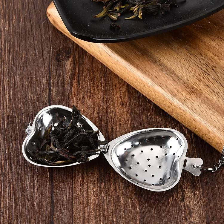 304 Stainless Steel Tea Strainer Tea Making Device Tea Filter Heart Shape Tea Filter Chain Heart Shape Tea Ball