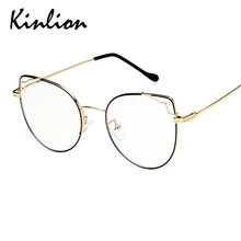 Kinlion Ретро Металлические кошачьи очки оправа Женские винтажные мужские очки оправа модные дизайнерские студенческие милые оптические очки оправа