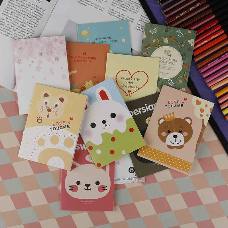 2PC Mini 15pags Lovely Cartoon Image Notebook Kawaii Journal Diary Notebook