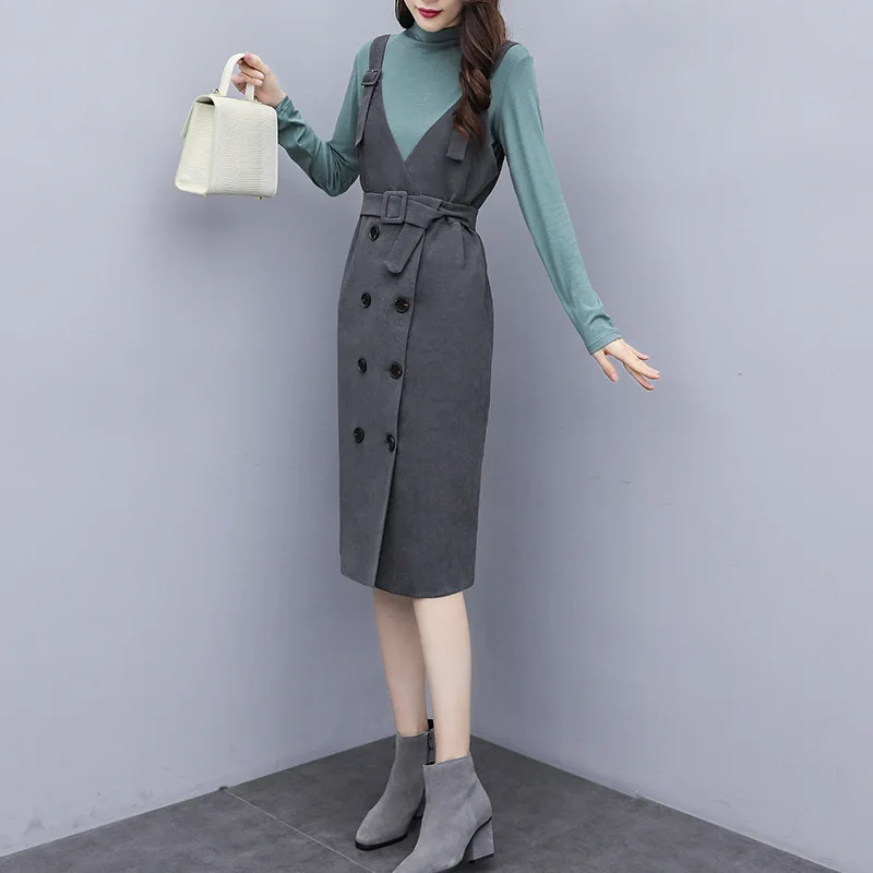 

Fashion Woolen Set/Suit Skirt Elegant 2019 Autumn And Winter Long Sleeve Elegant Comfortable Two-Piece Set