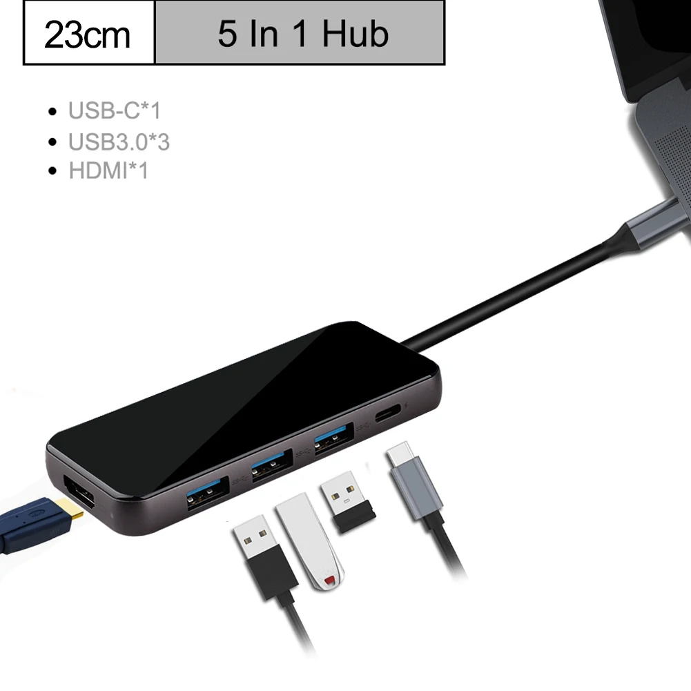 USB-C концентратор type C концентратор для VGA USB 3,0 Thunderbolt 3 HDMI 3,5 мм аудио RJ45 адаптер для MacBook Pro samsung Galaxy S9 USB C концентратор - Цвет: 5 in 1 HUB