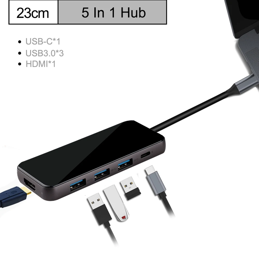 5 in 1 HUB USB-C концентратор type C концентратор для VGA USB 3,0 Thunderbolt 3 HDMI 3,5 мм аудио RJ45 адаптер для MacBook Pro samsung Galaxy S9 USB C концентратор - Цвет: 5 in 1 HUB