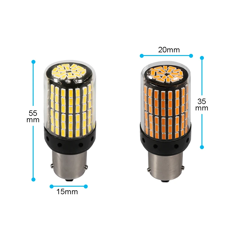 FSYLX 2 шт. canbus светодиодные лампочки S25 1156 BA15S p21w BAU15S py21w T20 светодиодный 7440 W21W W21/5 Вт 3014 144smd светодиодные лампы дневного света LED фонарь стоп-сигнала