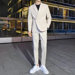 OIMG Men's two-piece suit lightly cooked wind suit Korean style slim casual men's suit suit