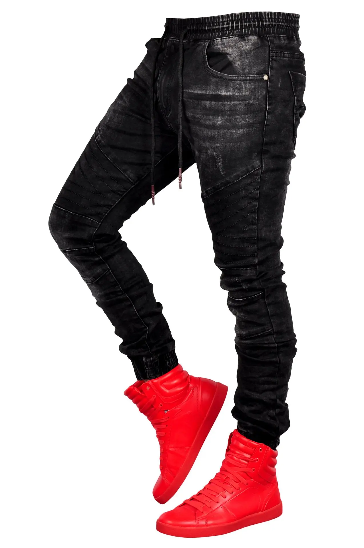 Новинка 2018, мужские черные джинсы в европейском и американском стиле, хит продаж, модные ковбойские брюки с эластичной резинкой на талии