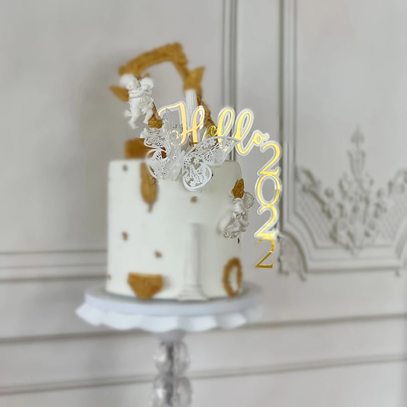 Christmas 2022 Bolo Original Gold Hello 2022 Happy New Year Cake Toppers Acrylic Merry Christmas  Cupcake Topper For New Year Party Cake Decorations|Cake Decorating  Supplies| - Aliexpress
