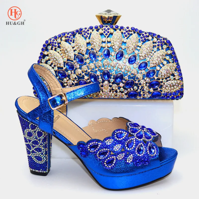 

Italian Shoes and Bag To Match Royal Blue Color Shoes with Bag Set Nigerian Shoes and Matching Bag African Wedding Party Shoes