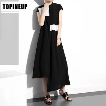 

All-match Matching Stand Collar Irregular Dress With Zipper Summer Commute Popular Dresses Korean Style Comfortable