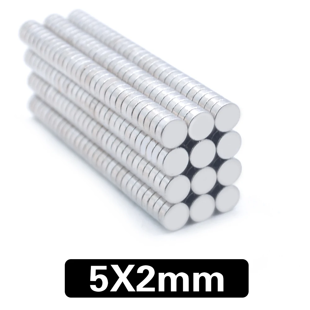 100/200 pcs Mini Neodymium Magnet 5x2mm N35 Small Round Super Strong, Powerful Magnetic Magnet Disc for Craft Gallium Metal