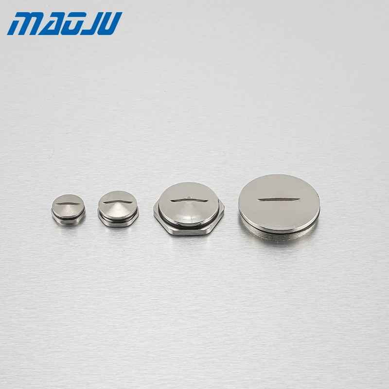 

5PCS Protective Cap Metric PG Brass Blanking Plug Screw Blind Cap Sealing Plug Screw cover Metal Stopper plug with free nut