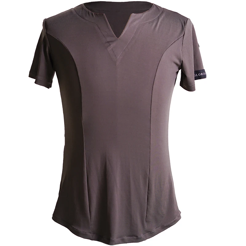 Men's Latin Dance Tops Standard Ballroom Dancing Practice Clothes Long Sleeves V-Neck Shirt Samba Waltz Dance T-Shirts DL5233