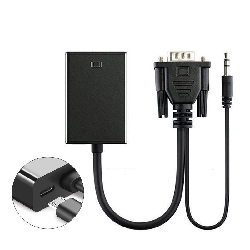VGA преобразователь видеосигнала HDMI кабель с аудио и USB питание 1080P адаптер для портативных ПК к HDTV проектору монитор дисплея