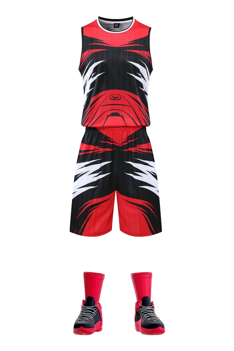 HOWE AO, мужские баскетбольные наборы, спортивный комплект, одежда, женский баскетбольный трикотажный набор, на заказ, с принтом, с номером, с логотипом - Цвет: Красный