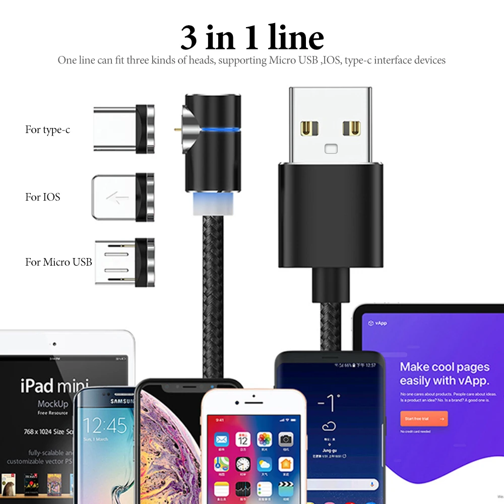 Магнитный usb кабель для зарядки для iPhone, быстрая зарядка, кабель для Android, Магнитный провод для samsung, Micro usb type C, кабель для зарядки, шнур для передачи данных