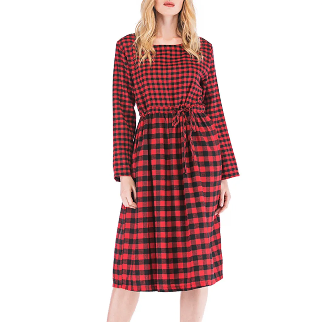 Для женщин плед Красное платье на осень с длинным рукавом для офиса круглым