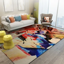Абстрактное искусство, акварельный ковер и ковер, современный, синий, желтый, красный цвет, декор пола, коврик для спальни, гостиной, кухни, нескользящий коврик