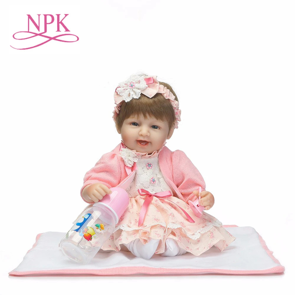 

NPK Silicone reborn babies for girl lifelike 18" reborn baby doll with new knitting clothes boneca brinquedos birthday Xmas gift
