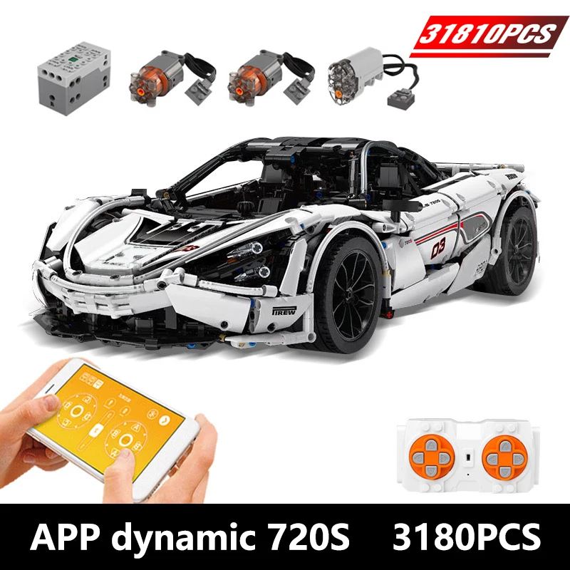 

MOC McLaren 720S Roadster Building Blocks Compatible with Legoinglys Technic Motor Extreme Cruiser RC Racing Car Model Toys