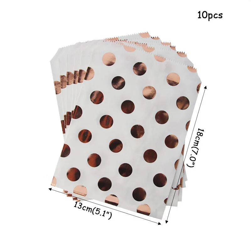 MEIDDING вечерние принадлежности, розовое золото, одноразовая посуда, чашки, тарелки и соломки, на день рождения, свадьбу, украшение стола, для детского душа - Цвет: 10pcs paper bags