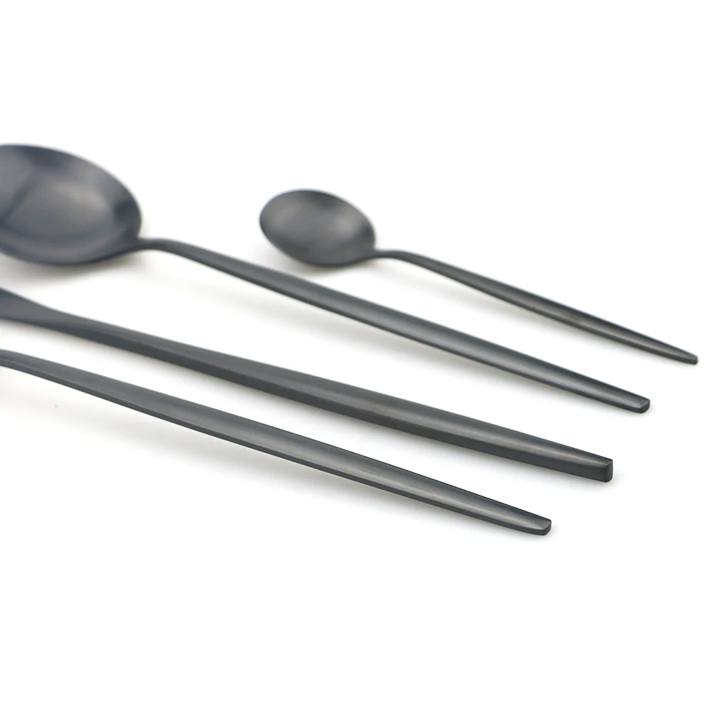 US $34.59 36pcsSet Black Cutlery Set Knives Dessert Forks Spoons Dinnerware Set Stainless Steel Tableware Set Home Kitchen Silverware Set