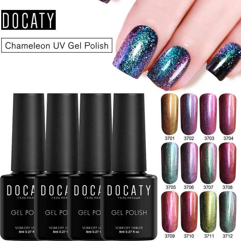 

Docaty Chameleon Gel Polish Shiny Enamels Sparkling Nail Art Lacquer Nails Design Shinning Sequins Holographic Manicure Varnish