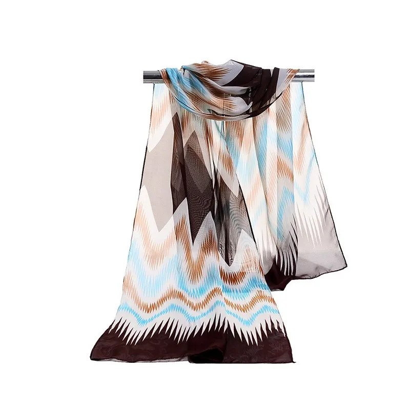 160*50 см Полосатый модный шифоновый шарф в полоску с принтом Дикая мода Солнцезащитная шаль Цветочный шарф шарфы