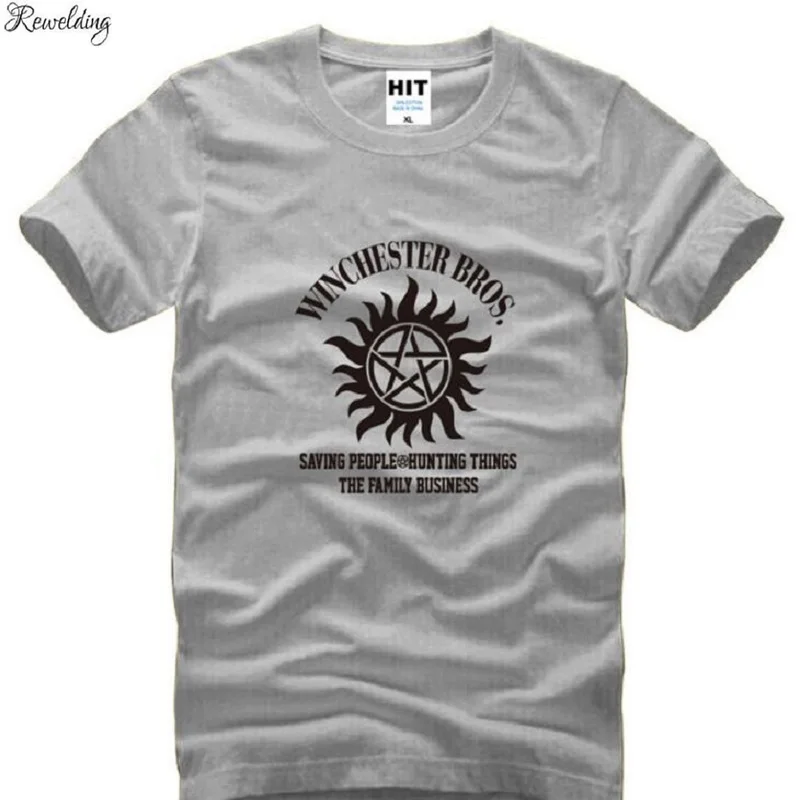 

Футболка мужская с принтом сверхнатурального кроя, хлопок, короткий рукав, круглый вырез, топ для фанатов ТВ, US TV, лето