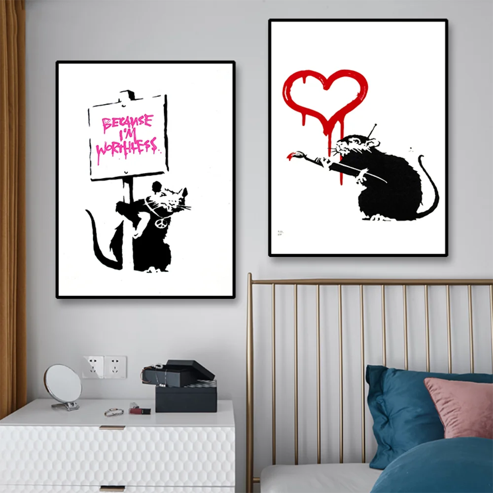 

Abstract Nordic Poster Funny mouse Canvas Painting Wall Art Pictures For kids Room Modern Decorative Prins On The Wall