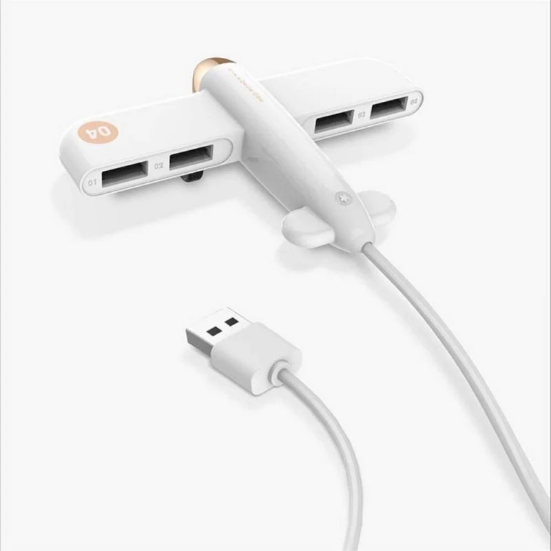 White USB 2,0 расширитель 4-Порты и разъёмы usb-хаб сплиттер кабель адаптера компьютера внешний 3 жизни небольших воздушных судов Air Force One Настольный концентратор - Цвет: White
