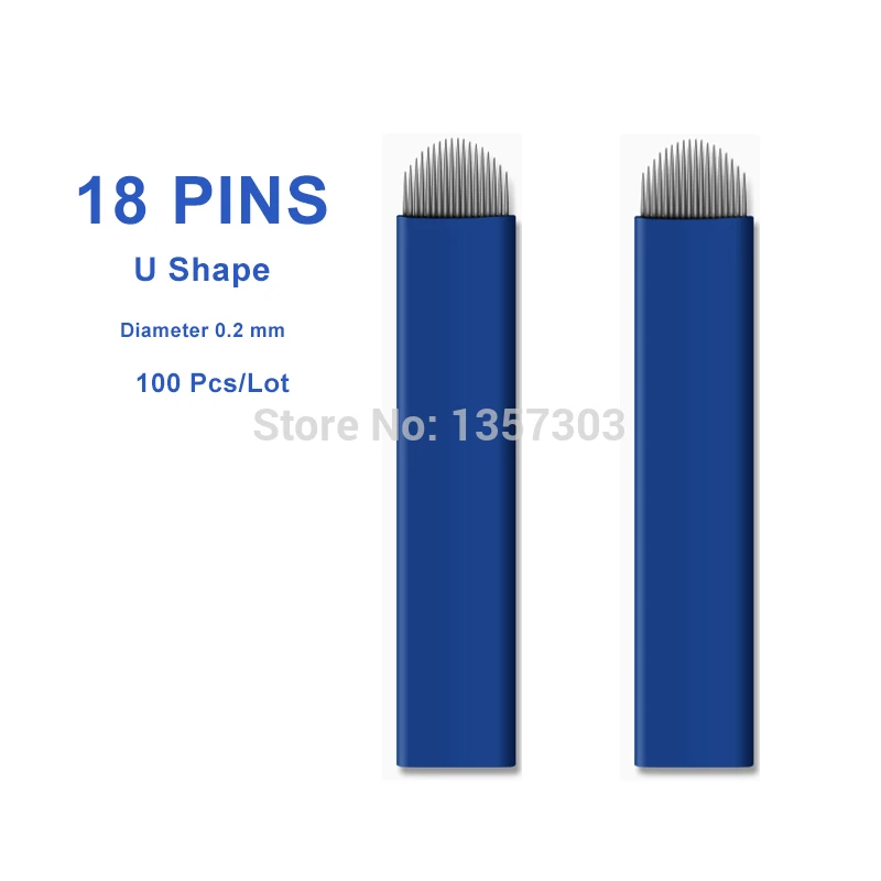 100 PCS 18 Pin U Shape Tattoo Needles trucco permanente sopracciglio ricamo lama per 3D blading penna tatuaggio manuale