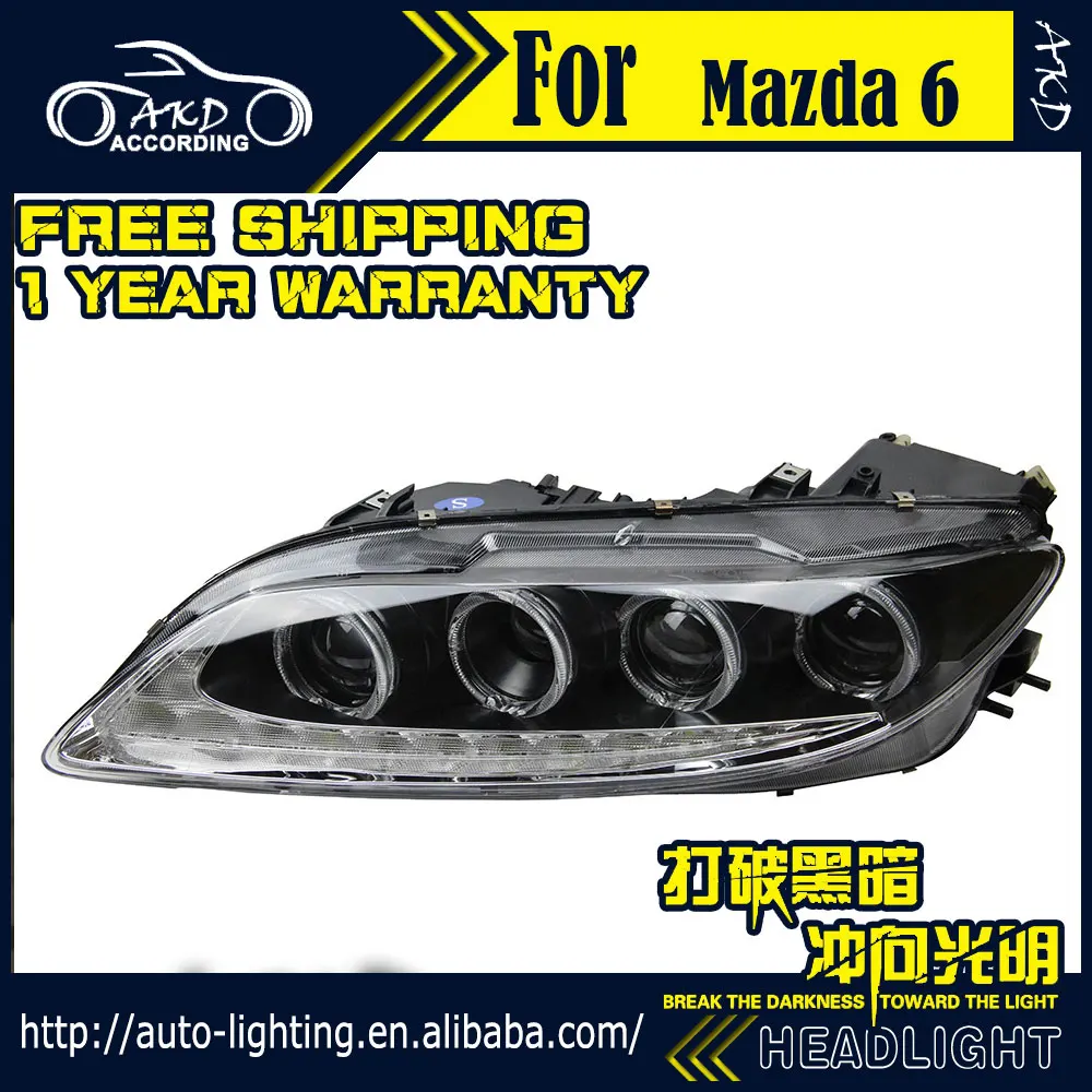 AKD автостайлинг для Mazda 6 фары 2004up Mazda6 динамический сигнал светодиодная фара DRL D2H