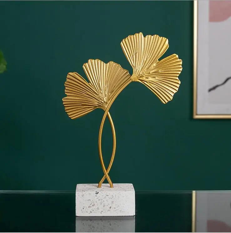 Golden Ginkgo Leaf Model Iron Tv Cabinet Decor Leaf Console Cabinet Decoration|Figurines &Amp; Miniatures 18 Bj201-4