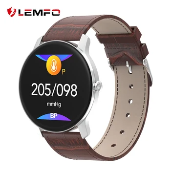 

LEMFO T90 Smartwatch 2020 Full Touch Heart Rate Blood Pressure Monitor Sport LeatherStrap Smart Watch Men For Android IOS Phone