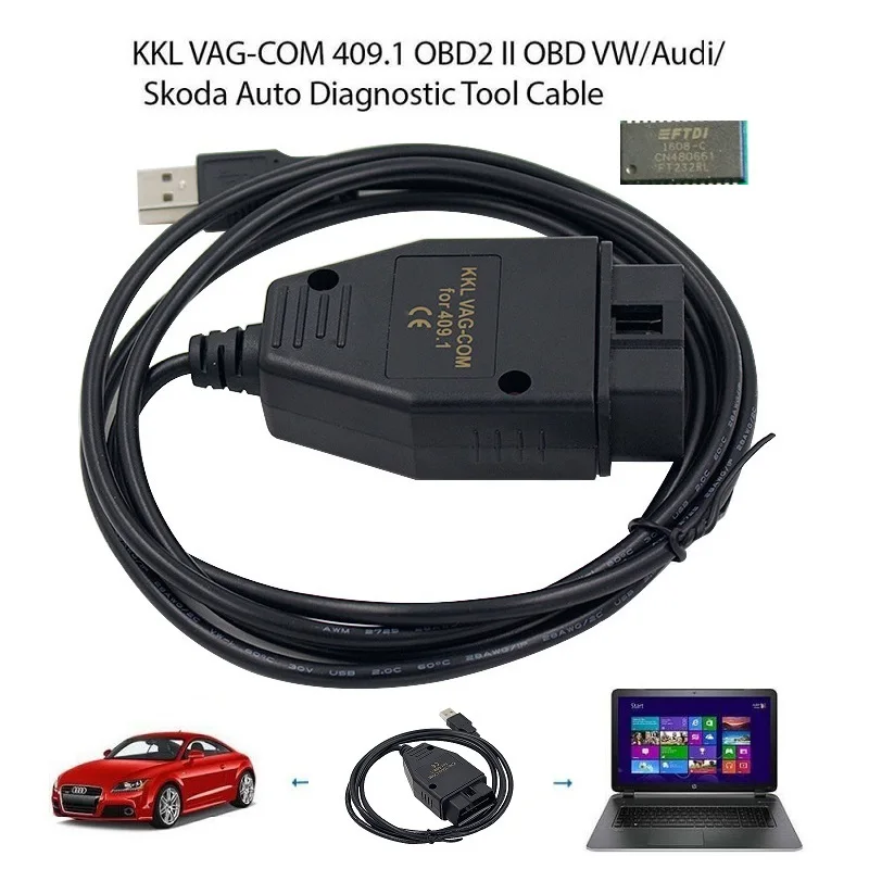 OBD2 USB кабель VAG-COM KKL 409,1 автоматический сканер инструмент сканирования для Audi Seat Volkswagen Skoda