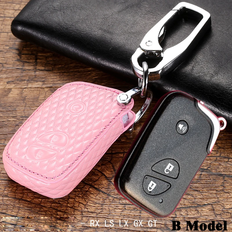 B Model Pink Натуральная кожа стайлинга автомобилей ключ крышка чехол для Lexus RX ES NX GS GX LX 300 330 350 200 250 270 470 460 570 400 450H CT200H - Название цвета: B Model Pink