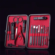 16 шт. маникюрный набор мульти кусачки для ногтей комплект Нержавеющая сталь черного цвета, чтобы показать свой профессиональный педикюр, ножницы, пинцет, набор инструментов для ногтей 10,23