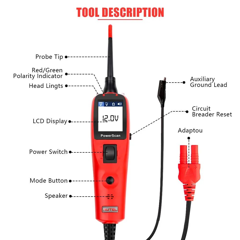 autel power Scan PS100 Электрическая система диагностический инструмент PK YD208 VSP200 PT150 OS2600 сканер мощности инструмент