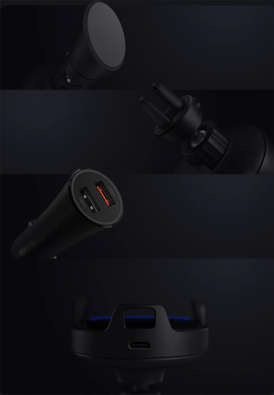 Original Xiaomi Mijia Wireless Car Charger 20W Max Electric Auto Pinch 2.5D Glass Ring Lit For Mi 9 (20W) MIX 2S  3 (10W) Qi (2)