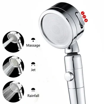 

Adjustable Shower Head Switch Button High Pressure Shower Bathroom 3 Modes PP Cotton Filter Tourmaline SPA Shower Water Saving