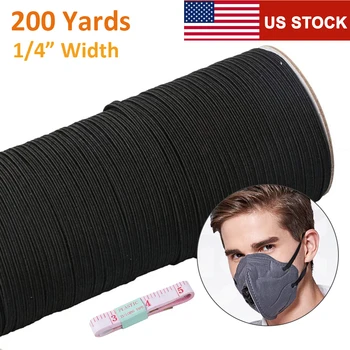 

US Ship in 24H 100/200 Yard Length DIY Braided Elastic Band Cord Knit Band Sewing 1/4" 1/8"