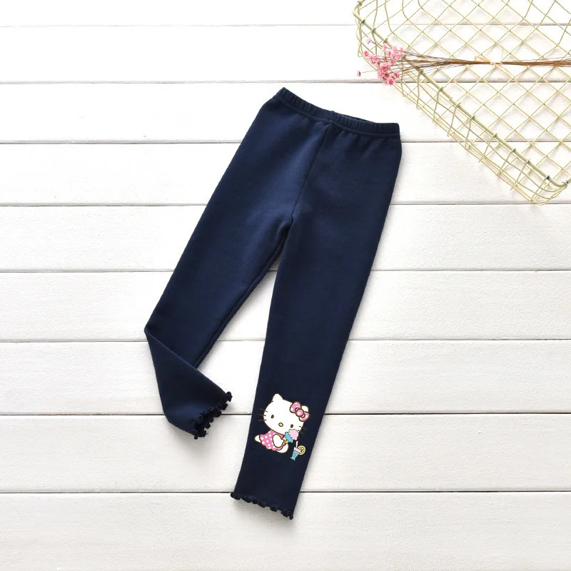 Hello Kitty pantalones de primavera y otoño sección delgada niñas algodón cómodo desgaste exterior Leggings niños pantalones casuales de dibujos animados