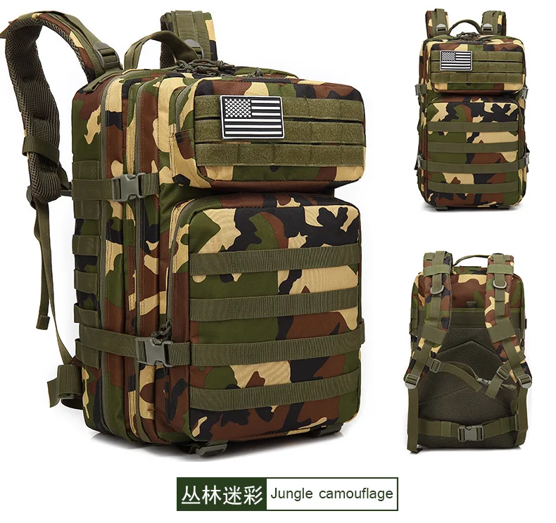 EBOYU Tactical Backpack 3 Day Assault Pack Molle Bug Out Bag 42L Military Backpack for Hiking Camping Trekking Hunting-BL090 - Цвет: Forest Camouflage