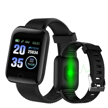 Reloj inteligente D13 116 Plus, pulsera inteligente deportiva con control del ritmo cardíaco, pulsera inteligente a prueba de agua para Android iOS
