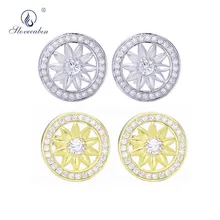 Slovecabin, 925 пробы, серебро, золото, солнцезащитные ворота, цветок, серьги, кристалл, CZ Циркон, Женские Ювелирные изделия,, мужские, ручной работы, тканые