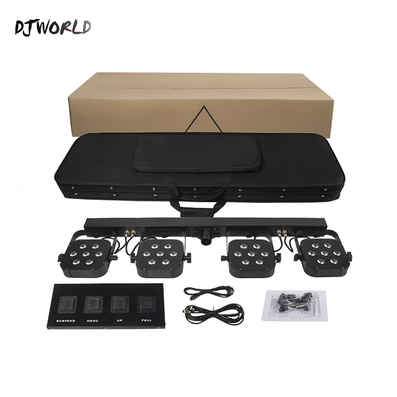 DJworld Led Par Kits 7x10W RGBW 4in1 DJ Disco with Stage Stand light stand DMX controller bag package set Free Shipping | Лампы и